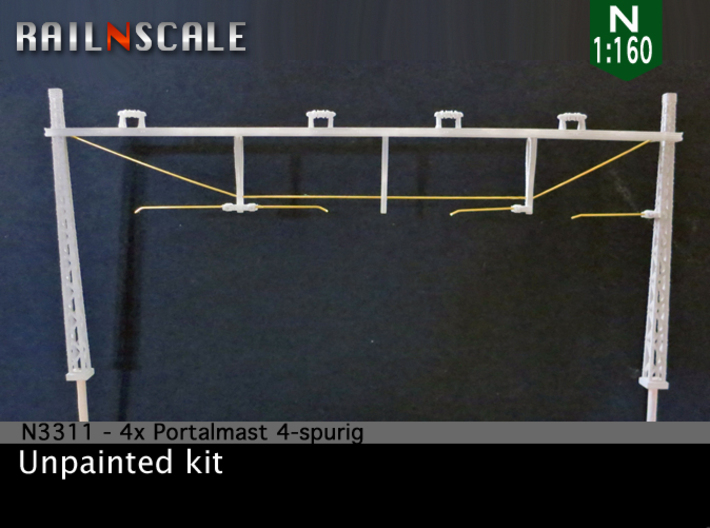 4x Portalmast 4-spurig (N 1:160) 3d printed 