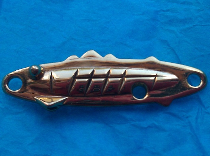fishing lure minnow 3d printed photo - 18k Gold Plated Brass