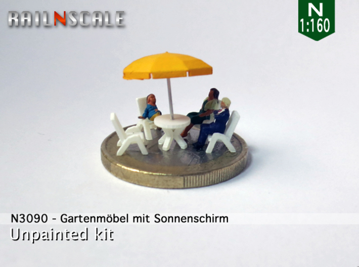 Gartenmöbel mit Sonnenschirm (N 1:160) 3d printed