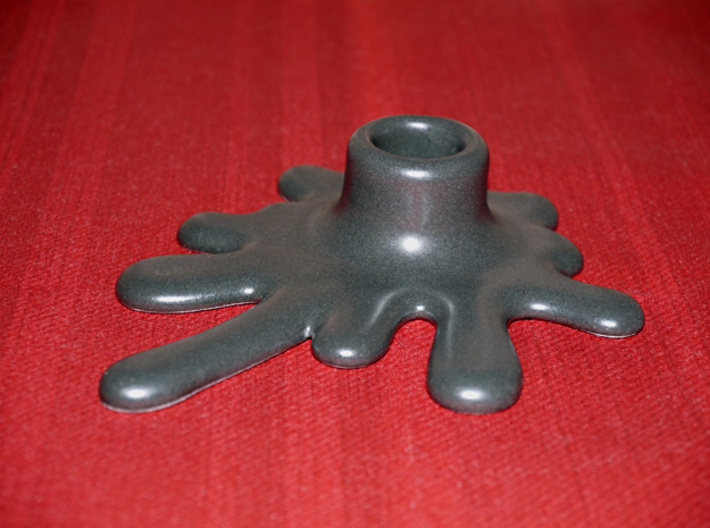 Melted candle holder 3d printed Actual product in Matte Black Porcelain