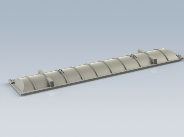 HO 1/87 railroad gondola hood #2 (170mm x 37mm) 3d printed A CAD render of the hood.