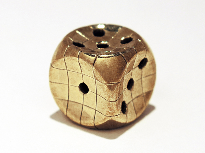 The Net D6 3d printed Polished Brass