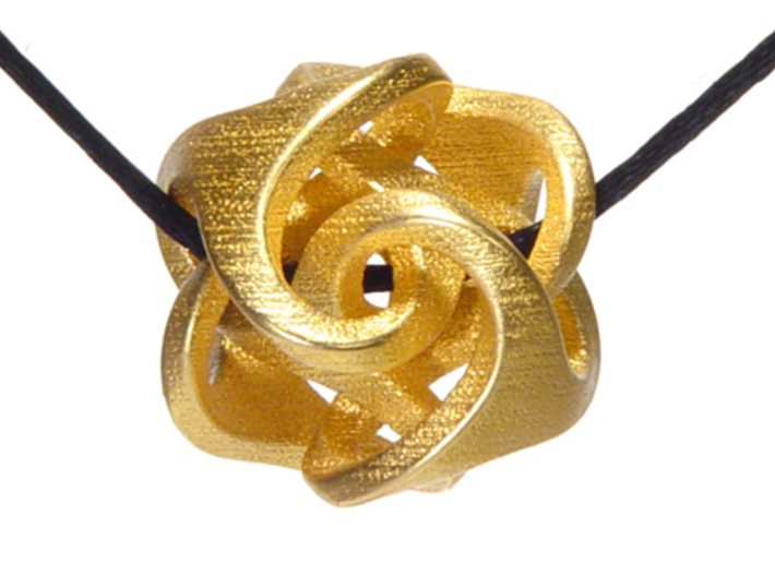 Ora Pendant (smaller) 3d printed Matte gold plate