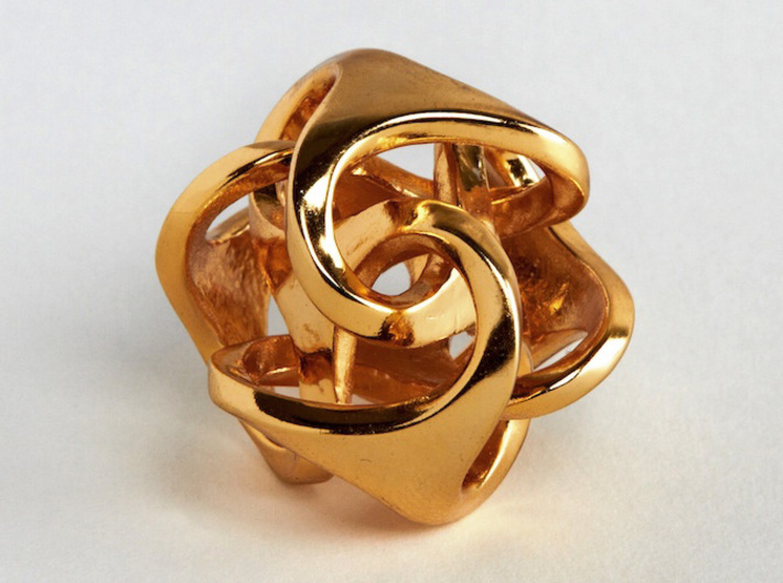 Ora Pendant (smaller) 3d printed Gold-plated brass