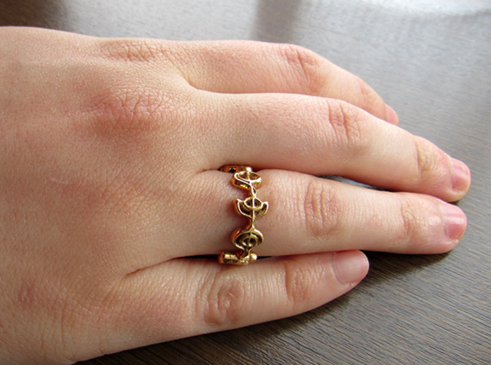 "Logical" Vulcan Script Ring - Cut Style 3d printed Pictured: Polished Bronze