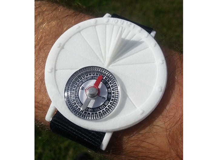 27.75N Sundial Wristwatch For Working Compass 3d printed Printed White Strong &amp; Flexible with compass.