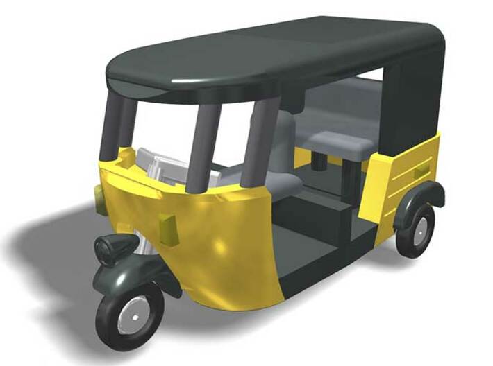 Auto Rickshaw / Tuk Tuk, N-Scale 1:160 3d printed 3-D rendering of autorickshaw, suggested paint scheme