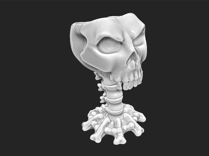 Decorative skull for holding items 3d printed Wireframed model shown in white