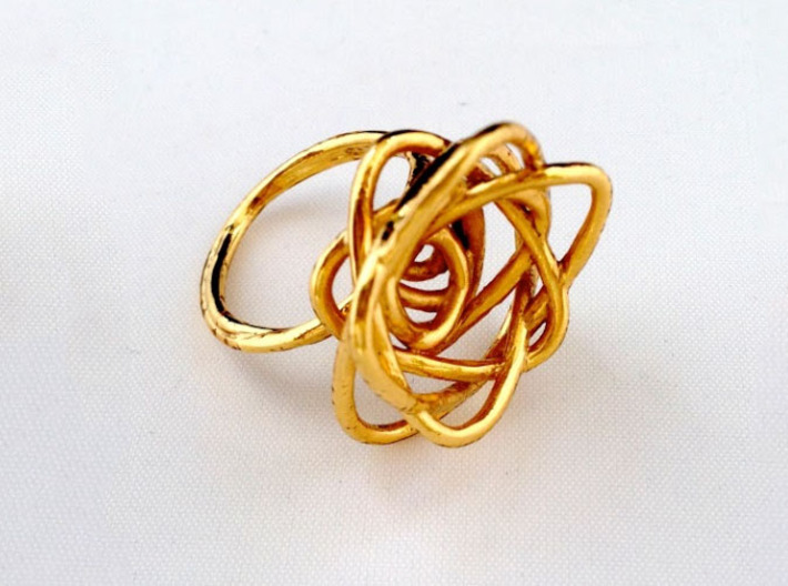 Sprouted Spiral Ring (Size 8) 3d printed 18k Gold Plated