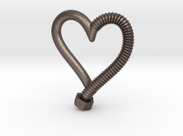 Heart-screw pendant 3d printed