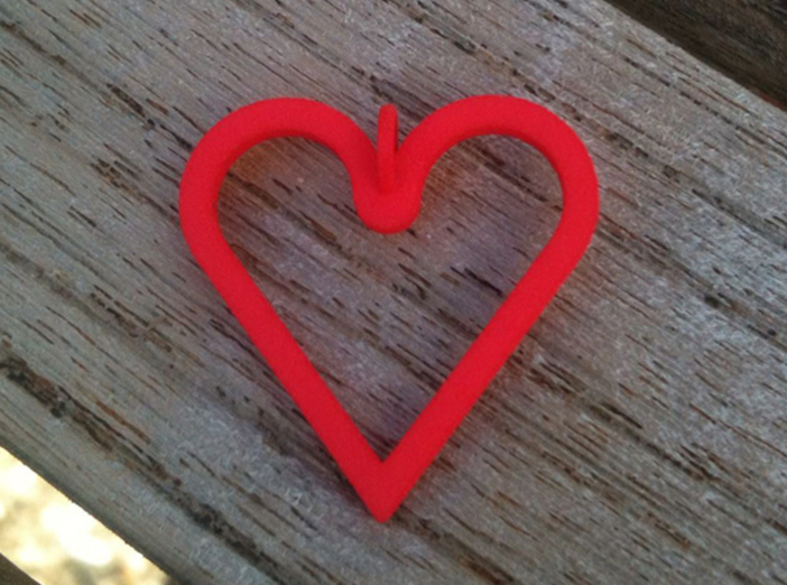 Pendant 'Heart' 3d printed Heart Pendant, 3D printed in red strong and flexible polished