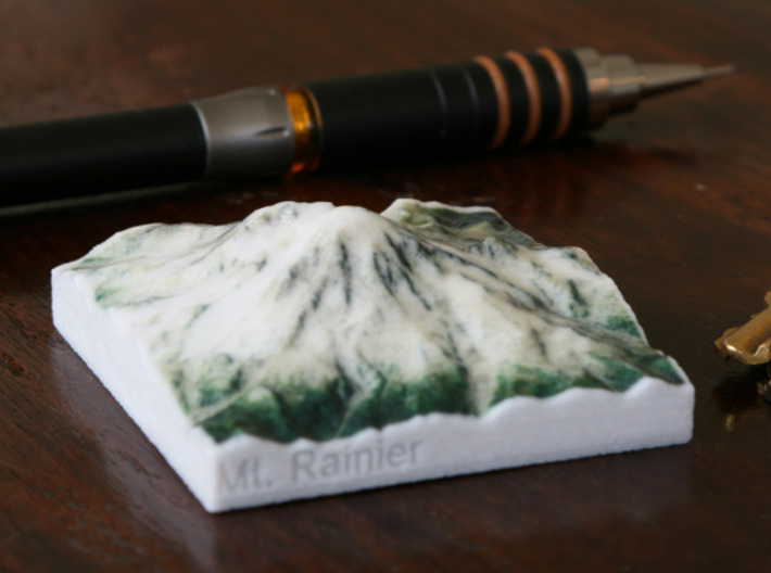 Mt. Rainier, Washington, USA, 1:250000 Explorer 3d printed Photo of the 1:250000 Mt. Rainier, viewed from the South