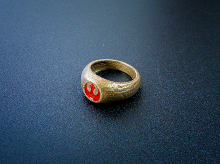 Rebel Alliance Ring (Size 10 1/4 - 20 mm) 3d printed Photo of the ring with paint applied. *Item does NOT arrive painted!