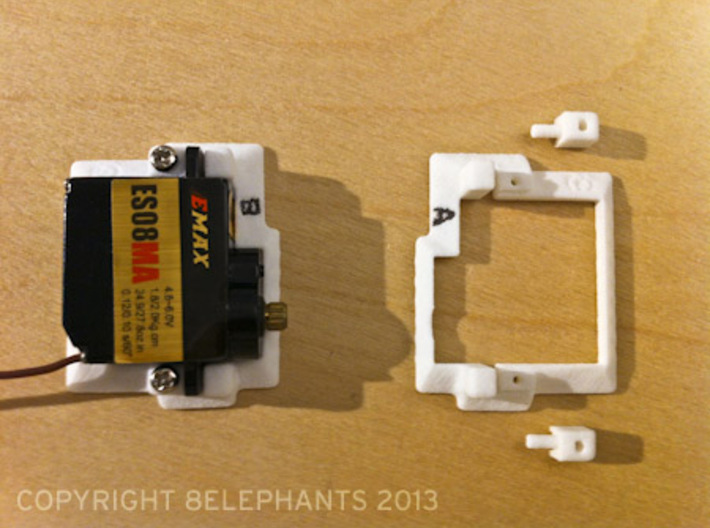 ES08xx Servo Frameset (Left &amp; Right) 3d printed Servo Installed &amp; Empty Frame with Locking Pegs