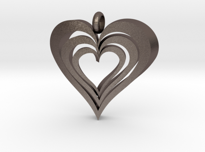 Interlocked Hearts Pendant 3d printed