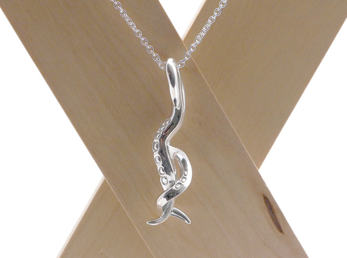 C. elegans Nematode Worm Pendant  3d printed Caenorhabditis pendant in polished silver