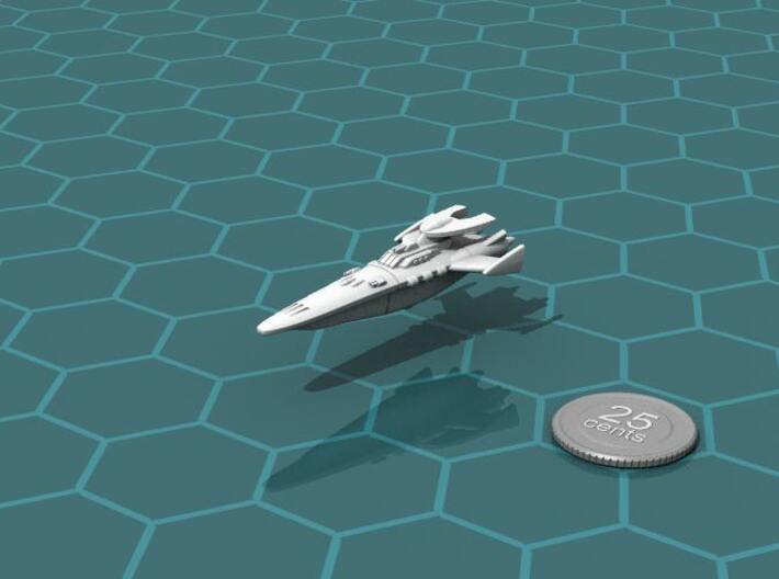 Novus Regency Destroyer 3d printed Render of the model, with a virtual quarter for scale.