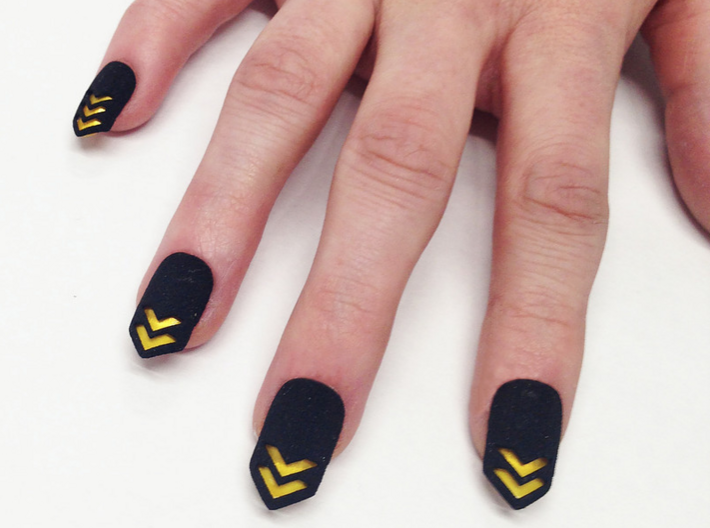 Chevron Nails (Size 0) 3d printed With painted nail underneath