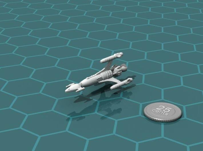 Privateer Antelope class Corsair 3d printed Render of the model, with a virtual quarter for scale.