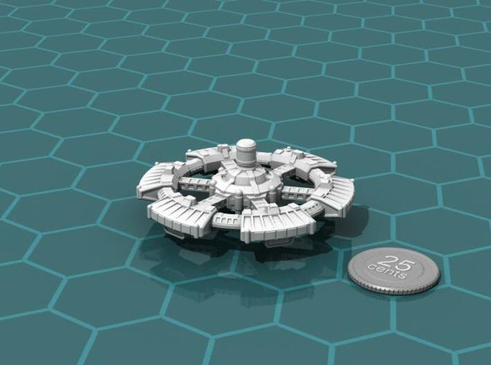 Orbital High Port 3d printed Render of the model, plus a virtual quarter for scale.