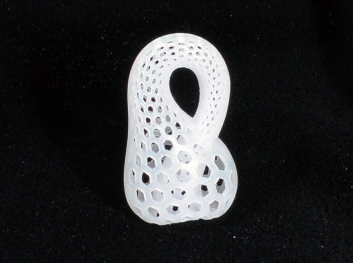 Tiny Klein Bottle for Earrings 3d printed Only &quot;frosted ultra detail&quot; has enough resolution to print it.