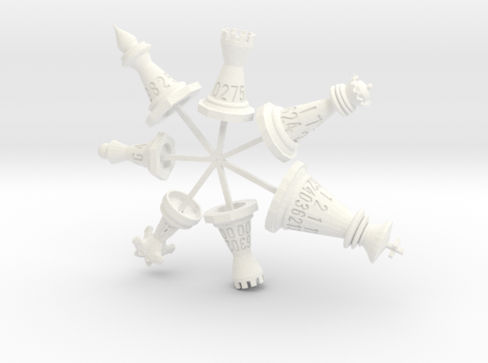 Attached 7 Chess Piece Dice Set (with sprues) 3d printed