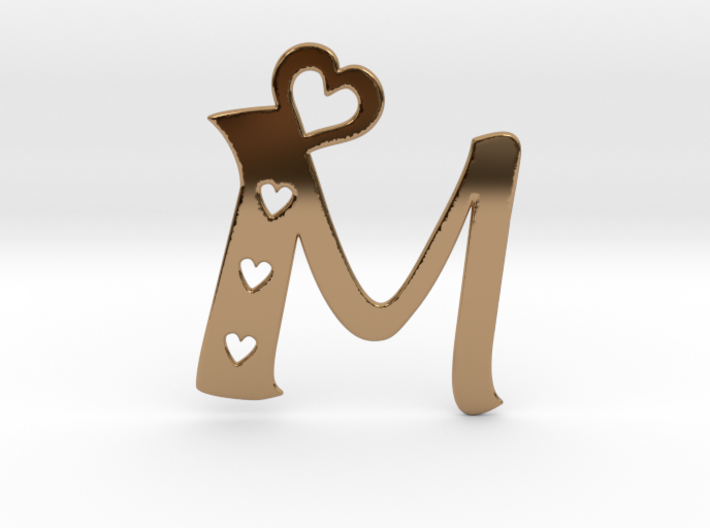 Initial M with heart cut outs pendant 3d printed
