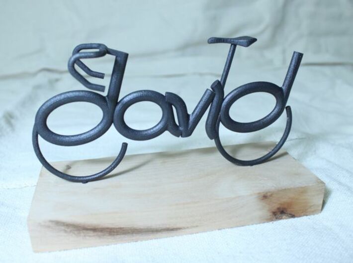 David Bicycle 3d printed Printed bicycle mounted on a 3&quot; x 7&quot; wooden base.