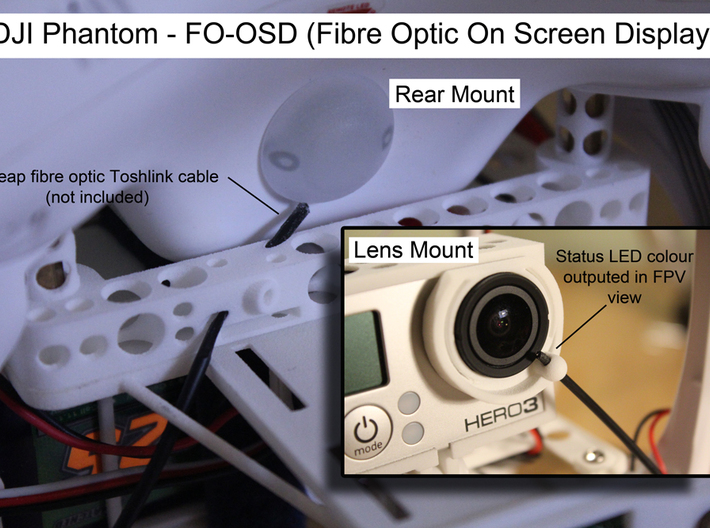 DJI Phantom FO-OSD (Fibre Optic OSD) - d3wey 3d printed