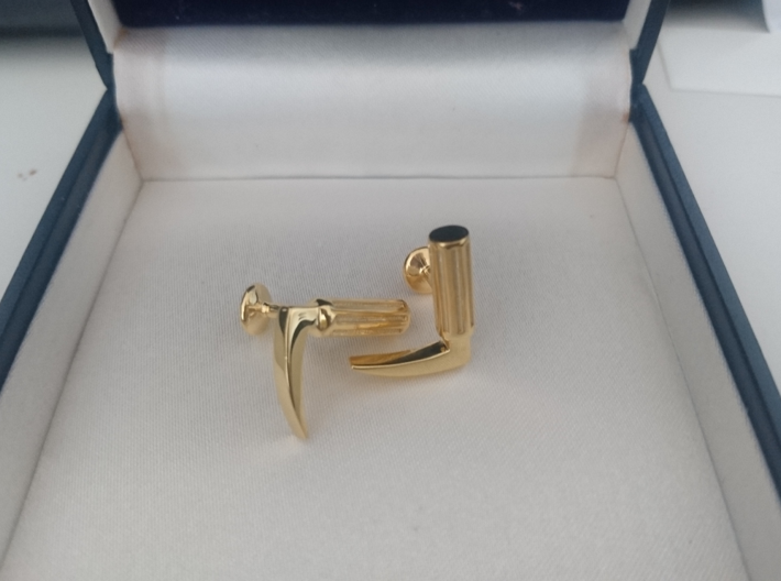 Laryngoscope cufflinks 3d printed 18k gold plated fresh from shapeways
