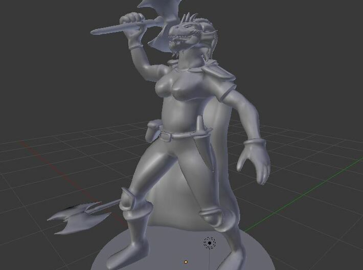 Female Dragonborn Barbarian 3d printed