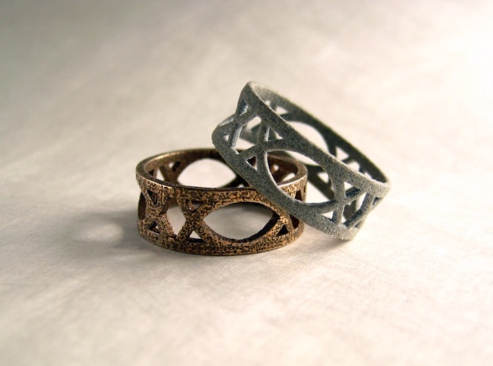 Art Deco Styled Ring  3d printed Art Deco styled ring in Stainless Steel and Alumide