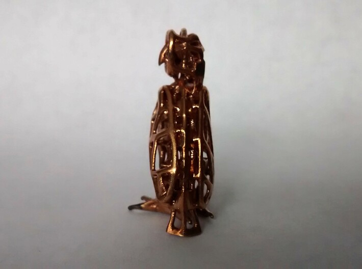 Barn Owl Pendant 3d printed Raw Bronze, left side