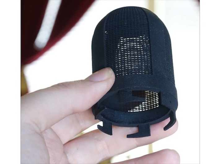 Top Part For Handheld Microphone Adapter 3d printed The top part / windscreen printed in black.