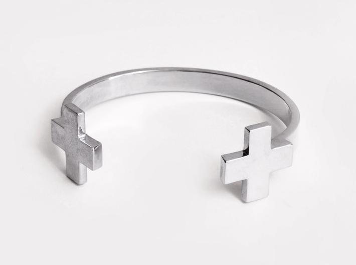 Double Plus Cuff 3d printed Polished Sterling Silver