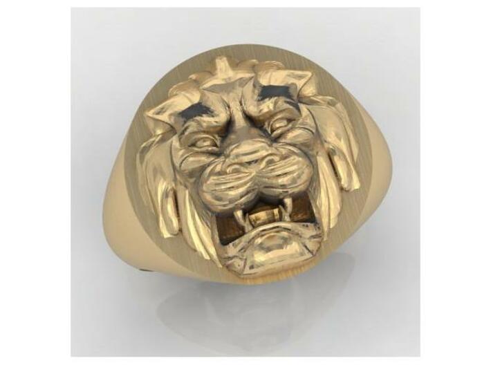 Lion signet ring size 8 3/4 3d printed