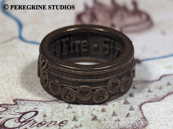 Ring - Bolero of Fire 3d printed Polished Bronze Steel
