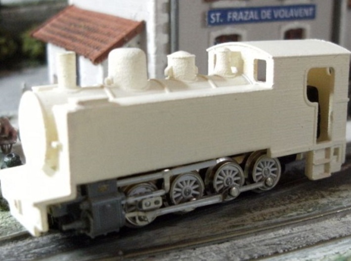Locomotive Corpet-Louvet 0-4-0T Nm 1:160 3d printed model + primer - drop fit onto chassis.