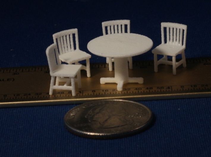 S Scale Round Tables x5 and Chairs x20 3d printed