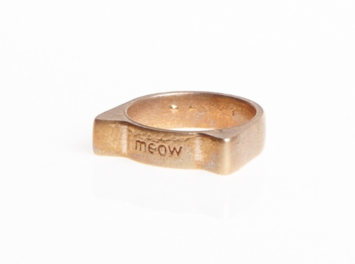 Meow ring 17mm 3d printed Customized model (photo, Raw Bronze)