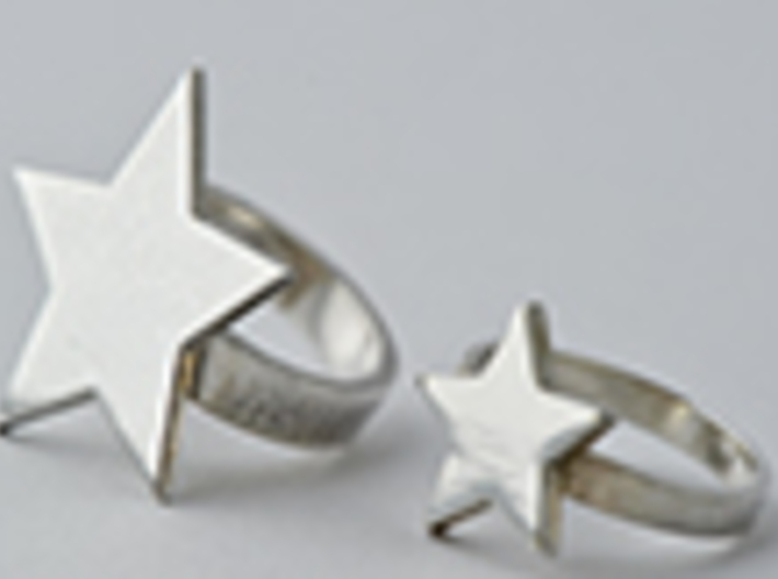 Silver Star Ring (size L) 3d printed Ring on Left