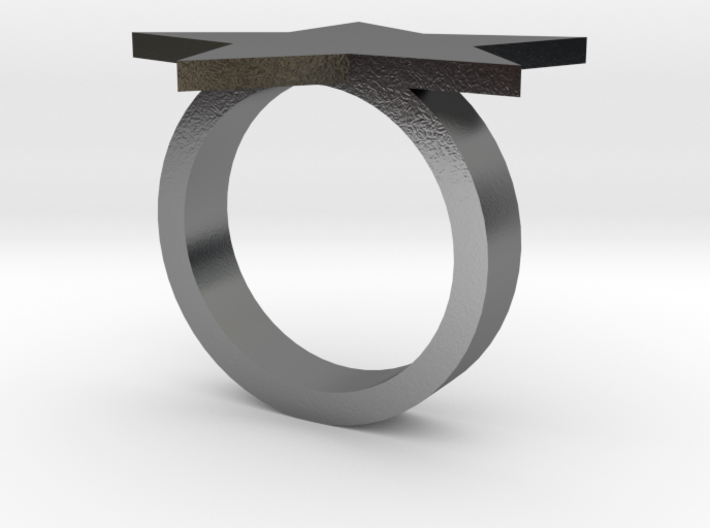 Silver Star Ring (size L) 3d printed 