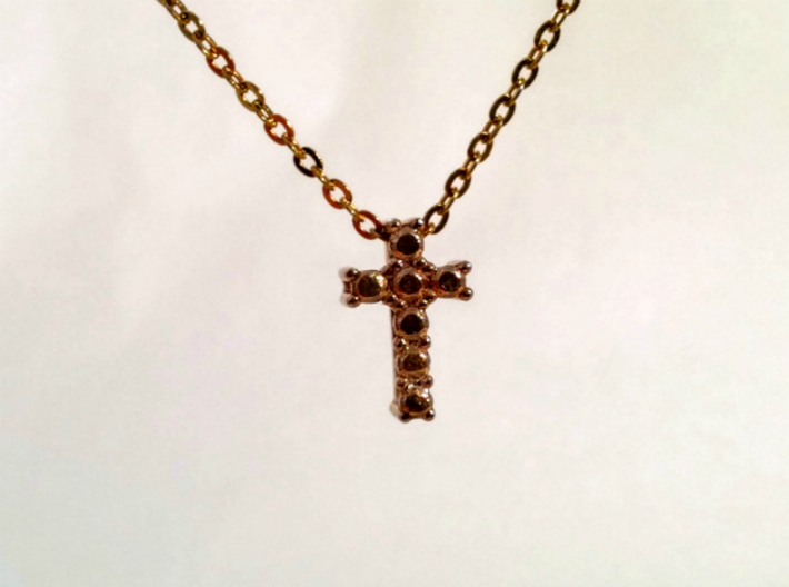 Pendentif Mini Cross, small &quot;diamonds&quot; 3d printed