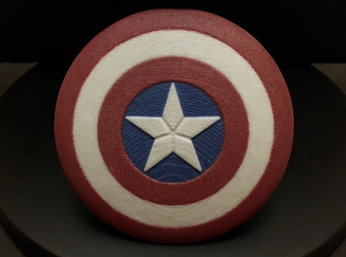 Captain America Shield 3d printed Printed in Full Color Sandstone