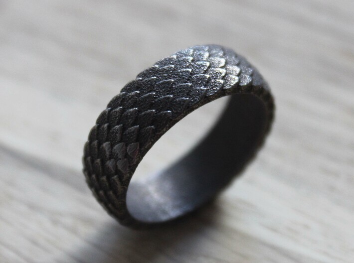 Nidhog - Size 8 3d printed Polished Bronze Steel Ring