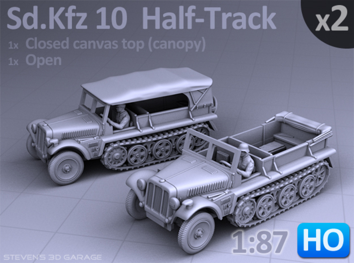 Sd.Kfz 10 - Half-Track (2 pack) HO 3d printed