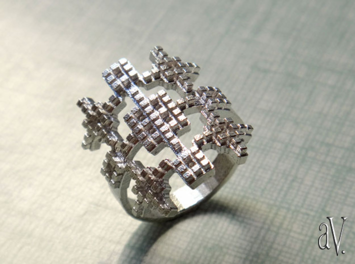 Lith Pattern Cross Ring 3d printed 
