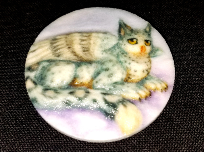 Snowy Gryphon Pendant 3d printed Coated Full Color Sandstone - Photo on Black Fabric