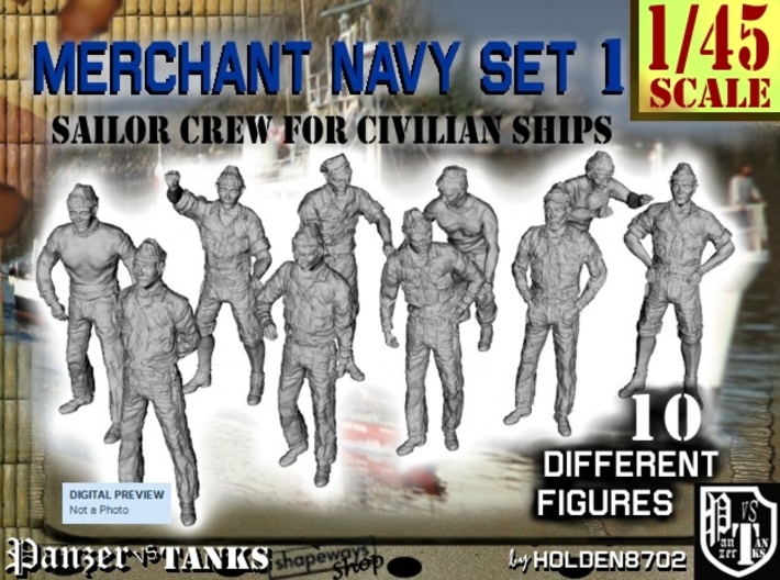 1-45 Merchant Navy Crew Set 1 3d printed