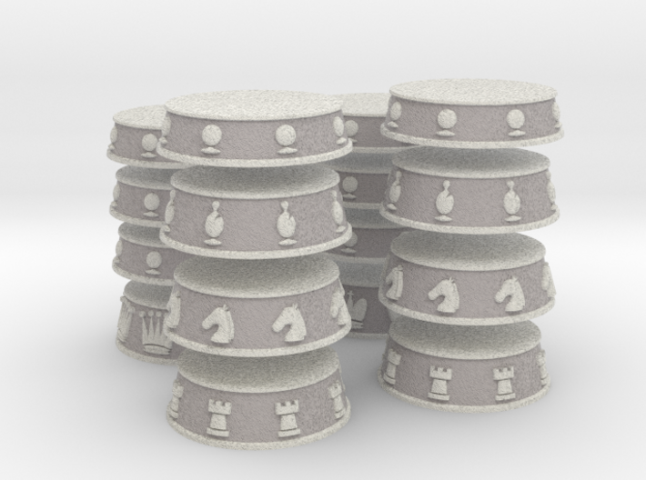 Chess Bases White over Grey - 1 inch 3d printed